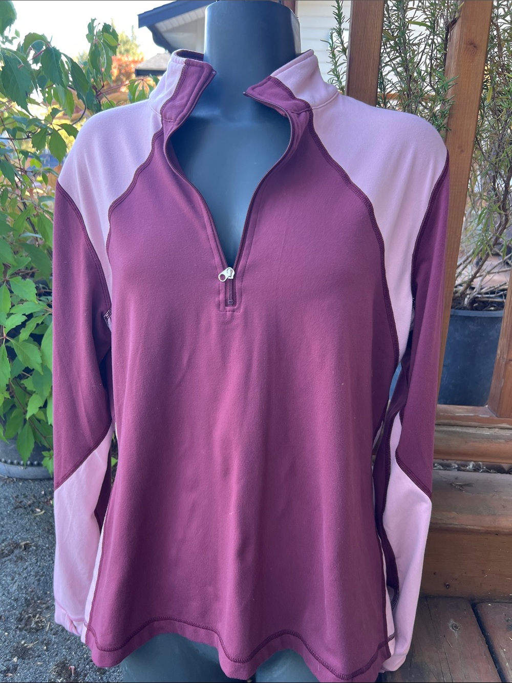 VINTAGE Lululemon Colorblock Half Zip Pullover Maroon Pink XL Made in Canada